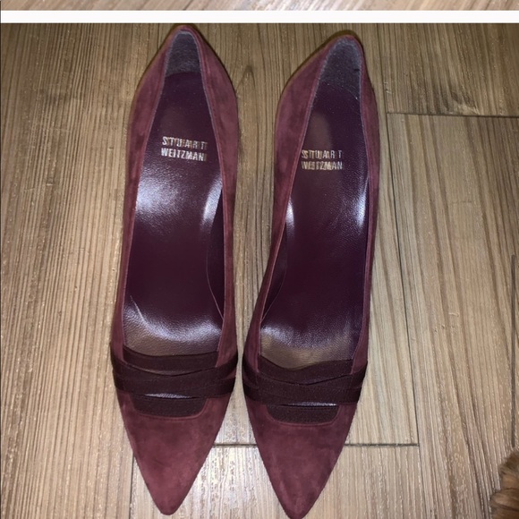 NWOB! Stuart Weitzman Burgundy Suede Heels 8.5 - Picture 6 of 8
